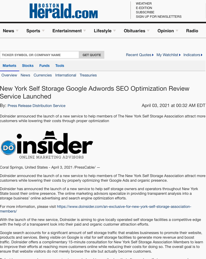 DoInsider Press Release 202103 Boston Herald