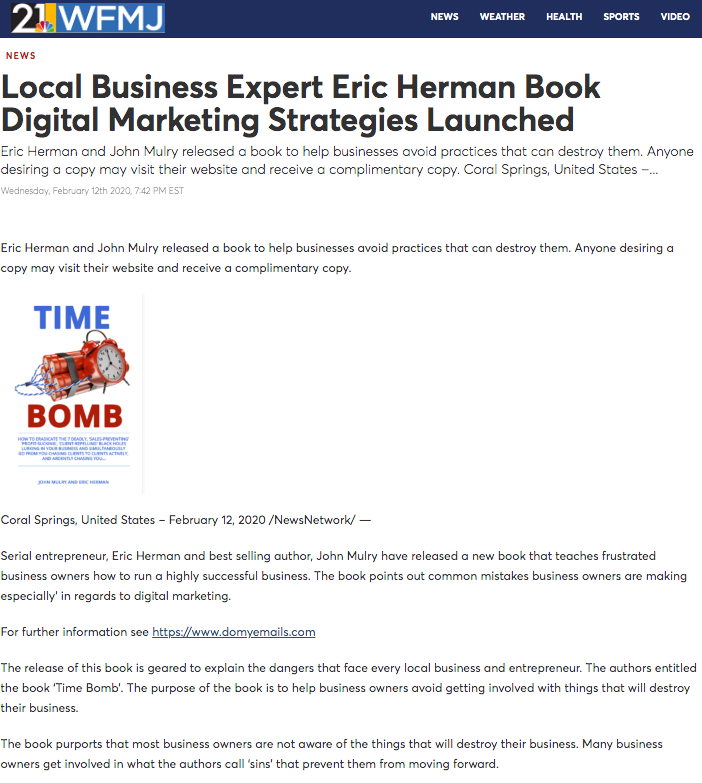 Eric Herman Time Bomb WFMJ NBC 21